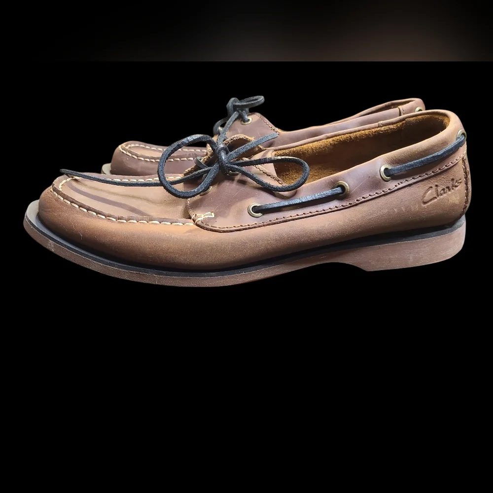 Clarks Leather Port Loafers Mens Size 7 - Picture 2 of 5
